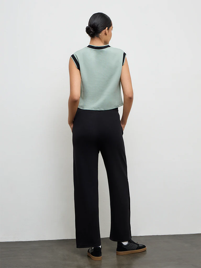 Nuoflexx Black Button-Detailed High-Rise Pants - Image 4