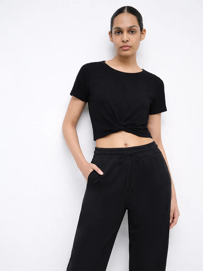 Nuoflexx Black Knot-Detailed Cotton-Blend T-Shirt