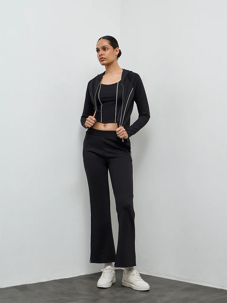 Nuoflexx Black Pipeline Detail High-Rise Track Pants