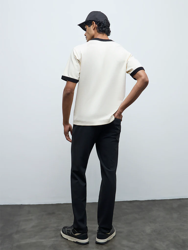 Nuoflexx Black Pipeline-Detail Relaxed-Fit Mid-Rise Pants - Image 4