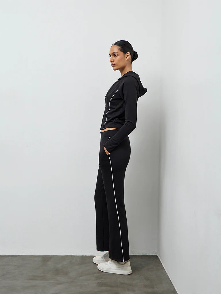 Nuoflexx Black Pipeline-Detailed Hooded Jacket - Image 2