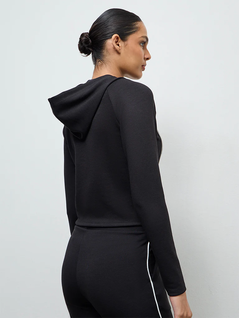 Nuoflexx Black Pipeline-Detailed Hooded Jacket - Image 4