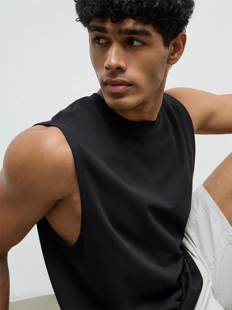 Nuoflexx Black Relaxed-Fit Cotton-Blend T-Shirt - Image 4