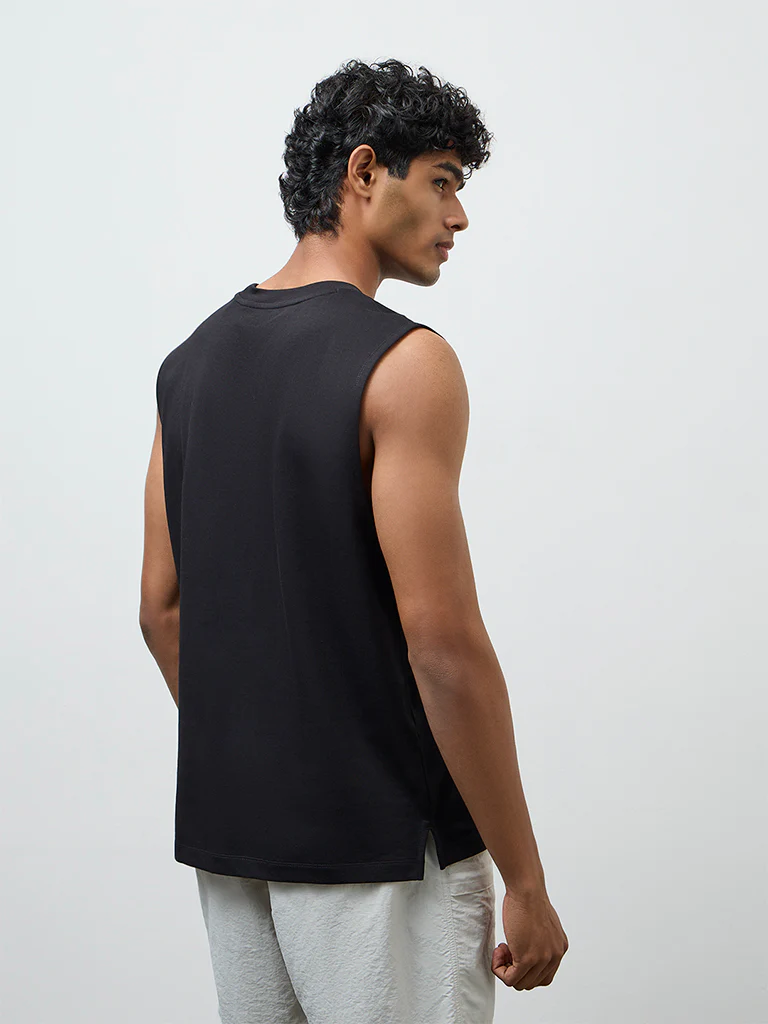 Nuoflexx Black Relaxed-Fit Cotton-Blend T-Shirt - Image 5