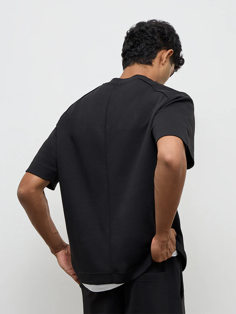 Nuoflexx Black Relaxed-Fit Cotton-Blend T-Shirt - Image 5