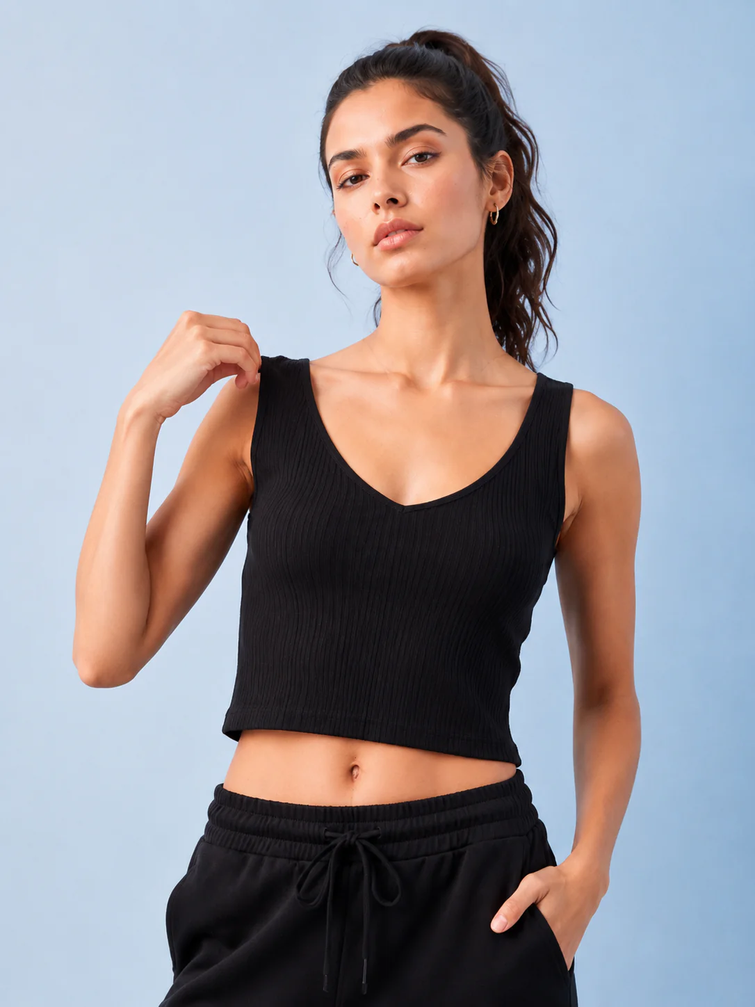 Nuoflexx Black Ribbed Top - Image 2