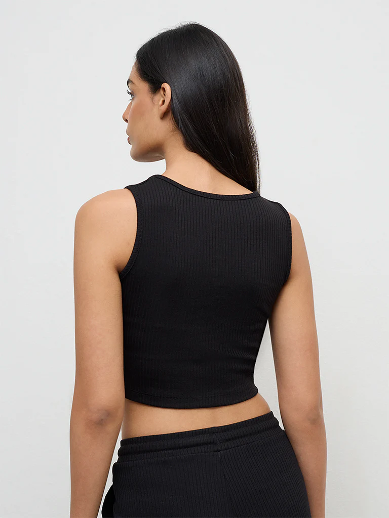 Nuoflexx Black Ribbed Zip-Front Top - Image 4