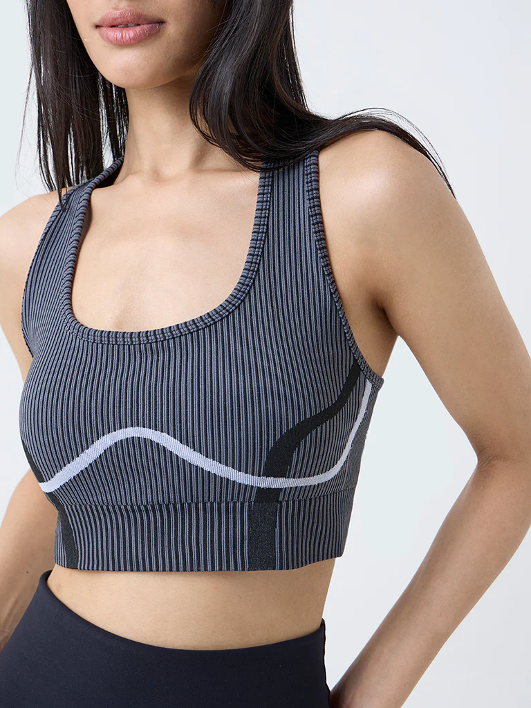 Nuoflexx Black Stripe Printed Padded Bra Top - Image 3