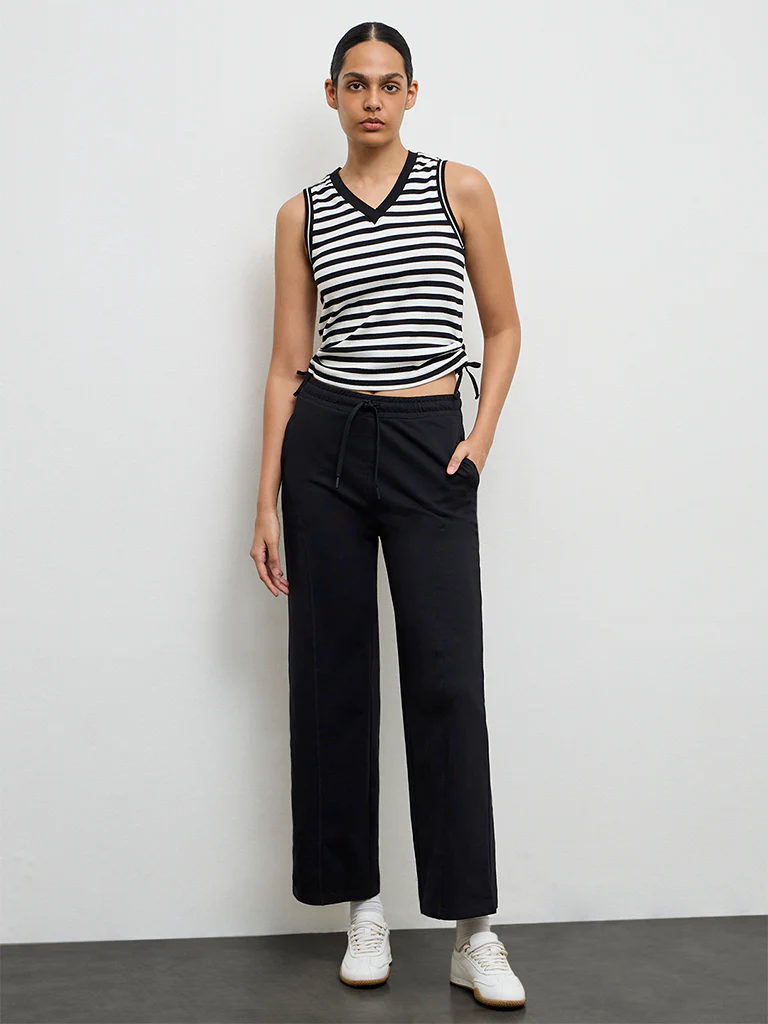Nuoflexx Black Striped Cotton-Blend Top - Image 2