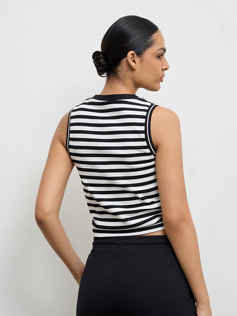 Nuoflexx Black Striped Cotton-Blend Top - Image 4