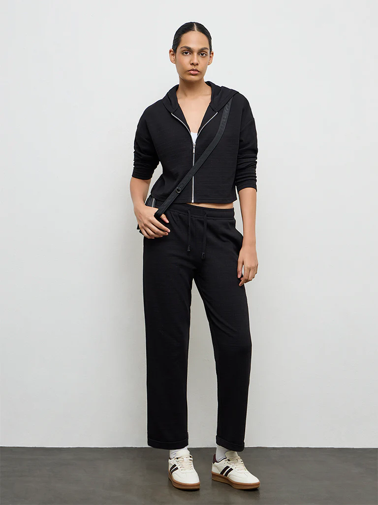 Nuoflexx Black Textured Hooded Jacket