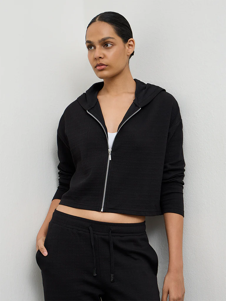 Nuoflexx Black Textured Hooded Jacket - Image 2