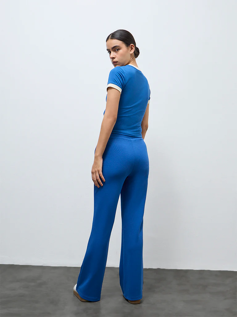 Nuoflexx Blue Solid High-Rise Pants - Image 4