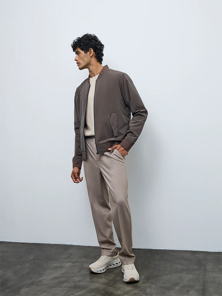 Nuoflexx Brown Relaxed-Fit Bomber Jacket - Image 3