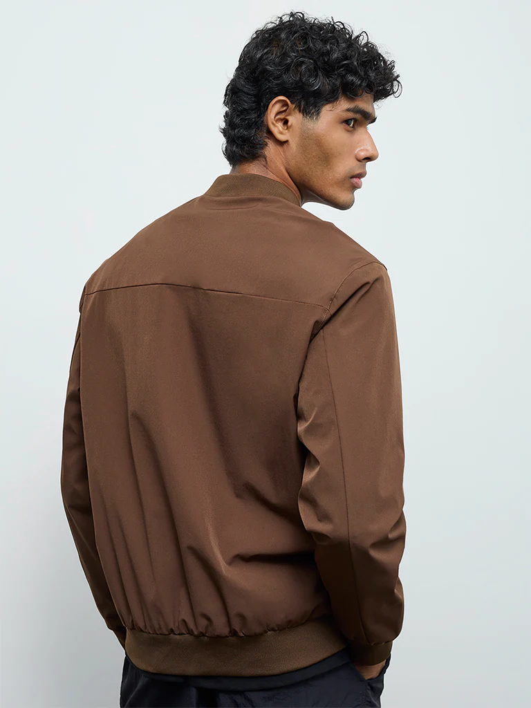 Nuoflexx Brown Relaxed-Fit Bomber Jacket - Image 5