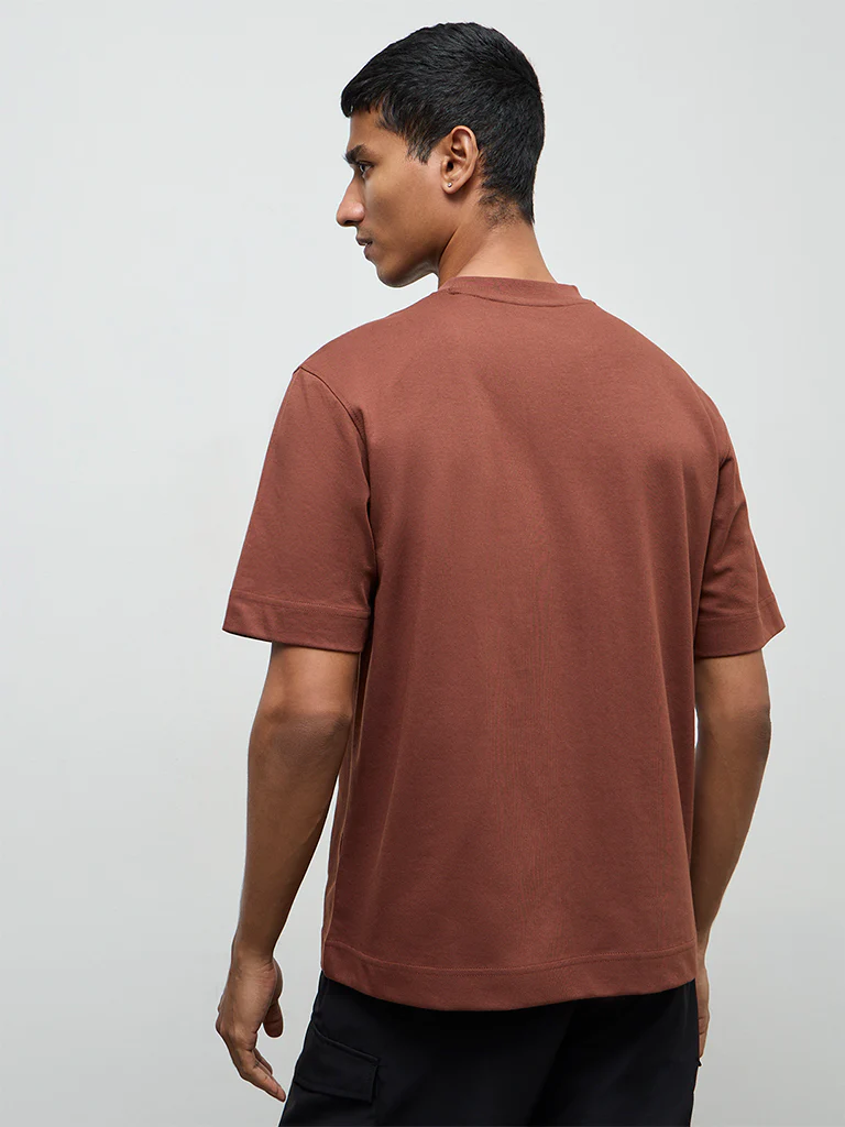 Nuoflexx Brown Relaxed-Fit Cotton-Blend T-Shirt - Image 5