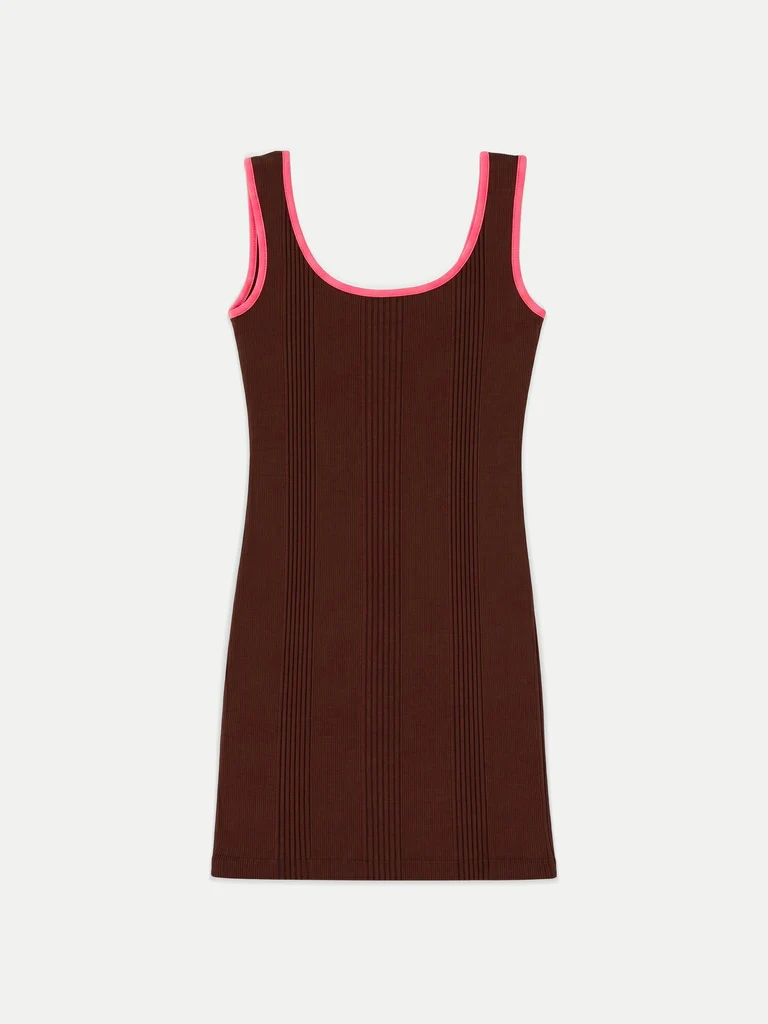 Nuoflexx Brown Ribbed Cotton-Blend Bodycon Dress - Image 5