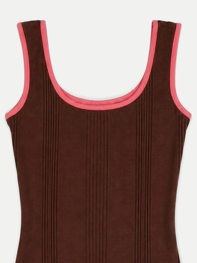 Nuoflexx Brown Ribbed Cotton-Blend Bodycon Dress - Image 6