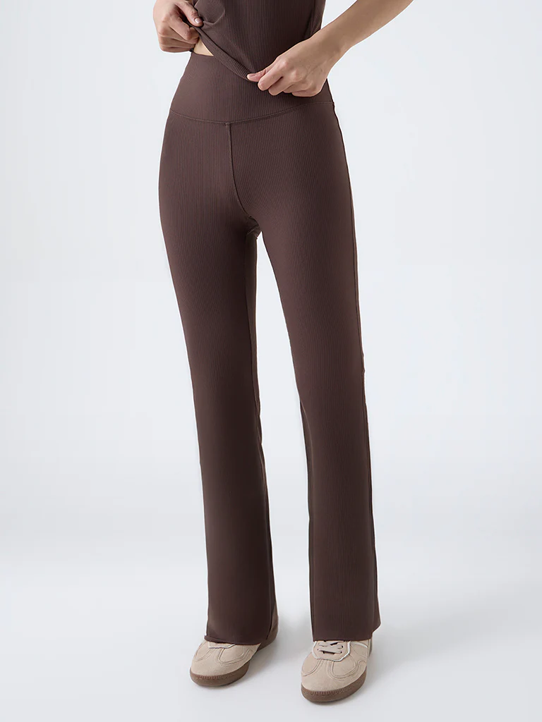 Nuoflexx Brown Ribbed High-Rise Pants - Image 2
