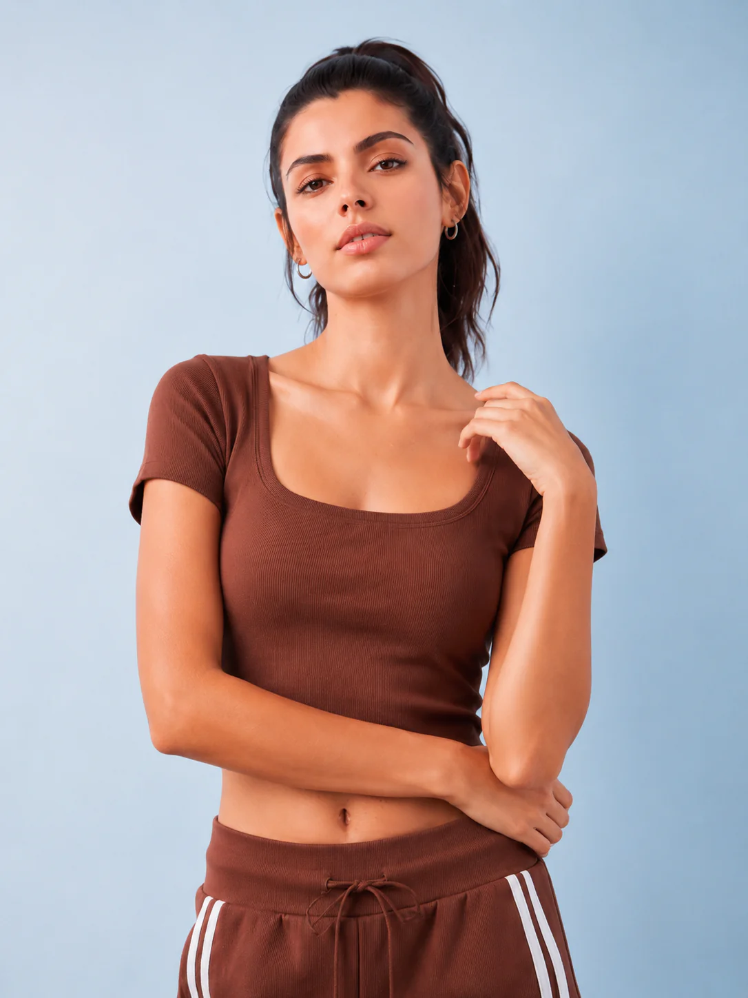 Nuoflexx Brown Ribbed Top - Image 2