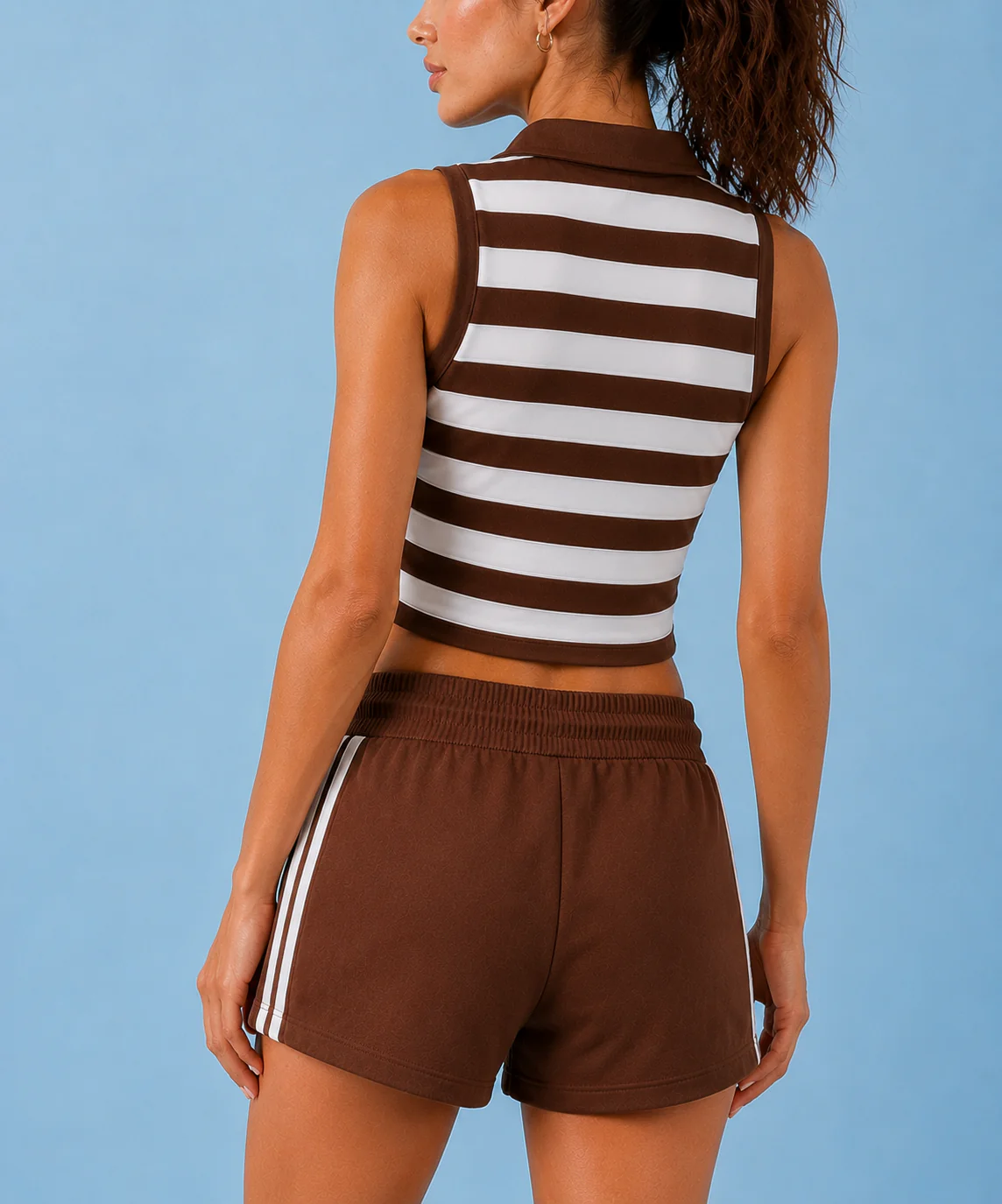 Nuoflexx Brown Striped Cotton-Blend Top - Image 4