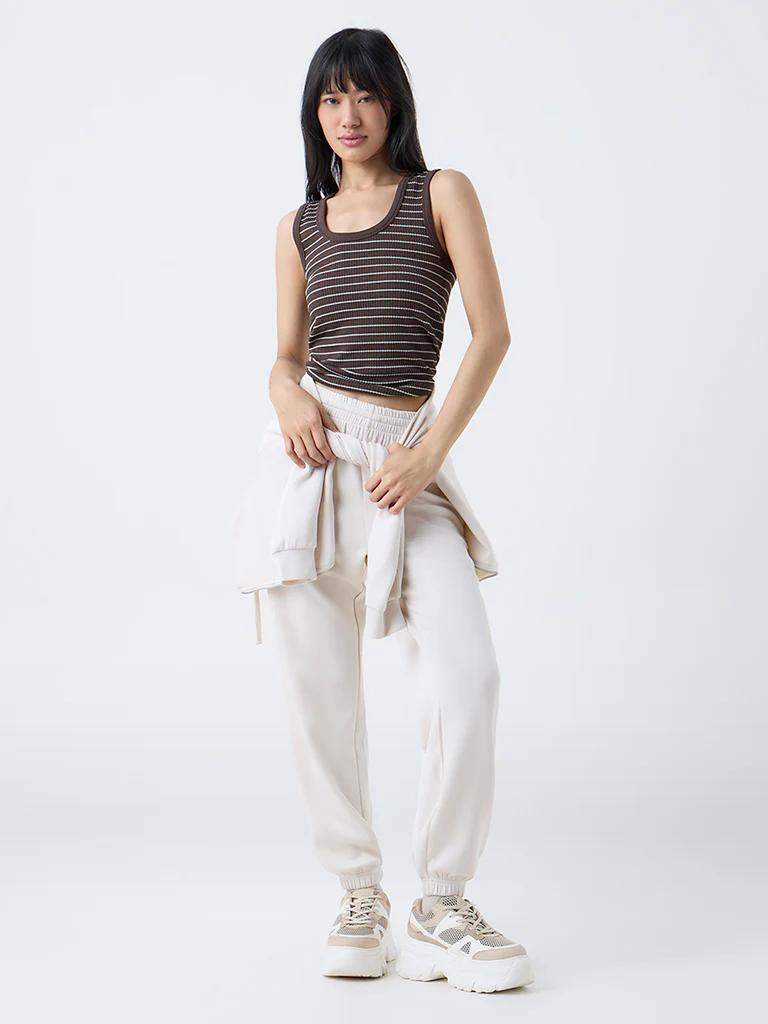 Nuoflexx Brown Striped Tank Top
