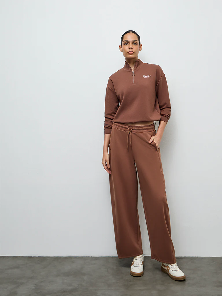 Nuoflexx Brown Text-Detail Sweatshirt - Image 2