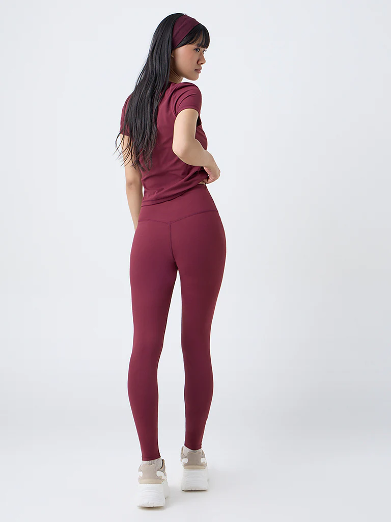 Nuoflexx Burgundy Ruched High-Rise Leggings - Image 4