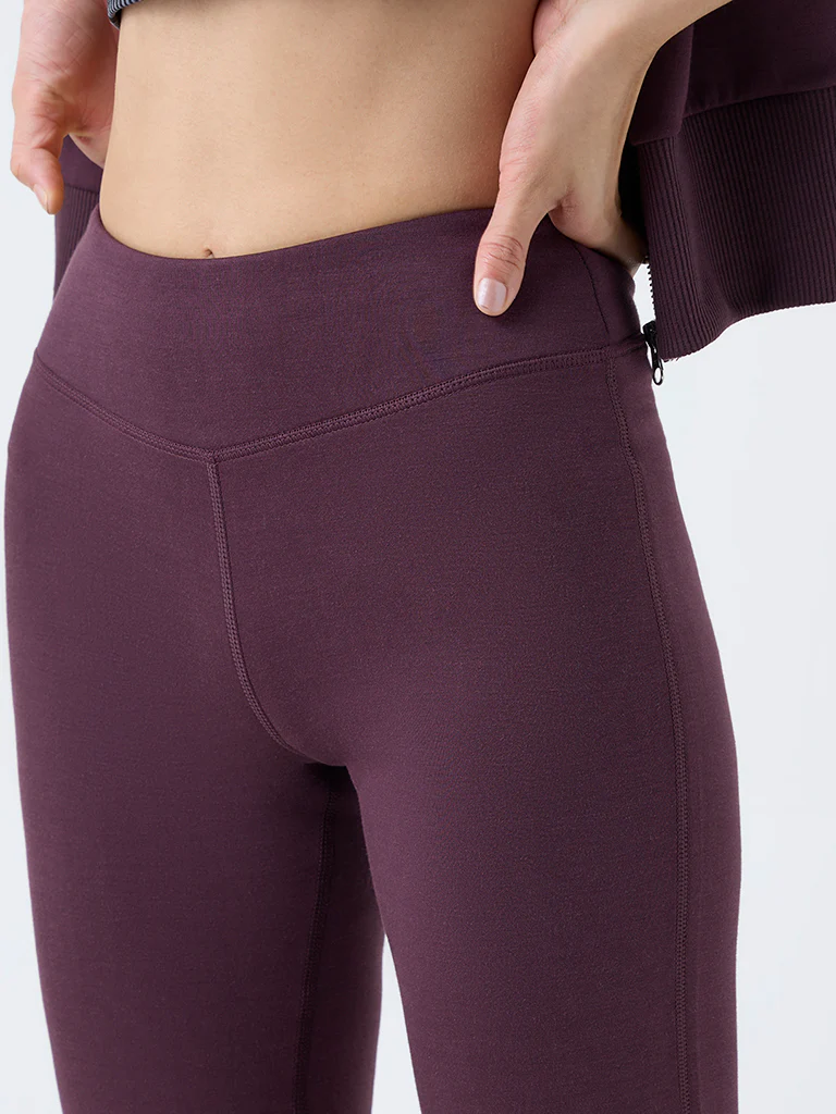 Nuoflexx Burgundy Solid High-Rise Pants - Image 3