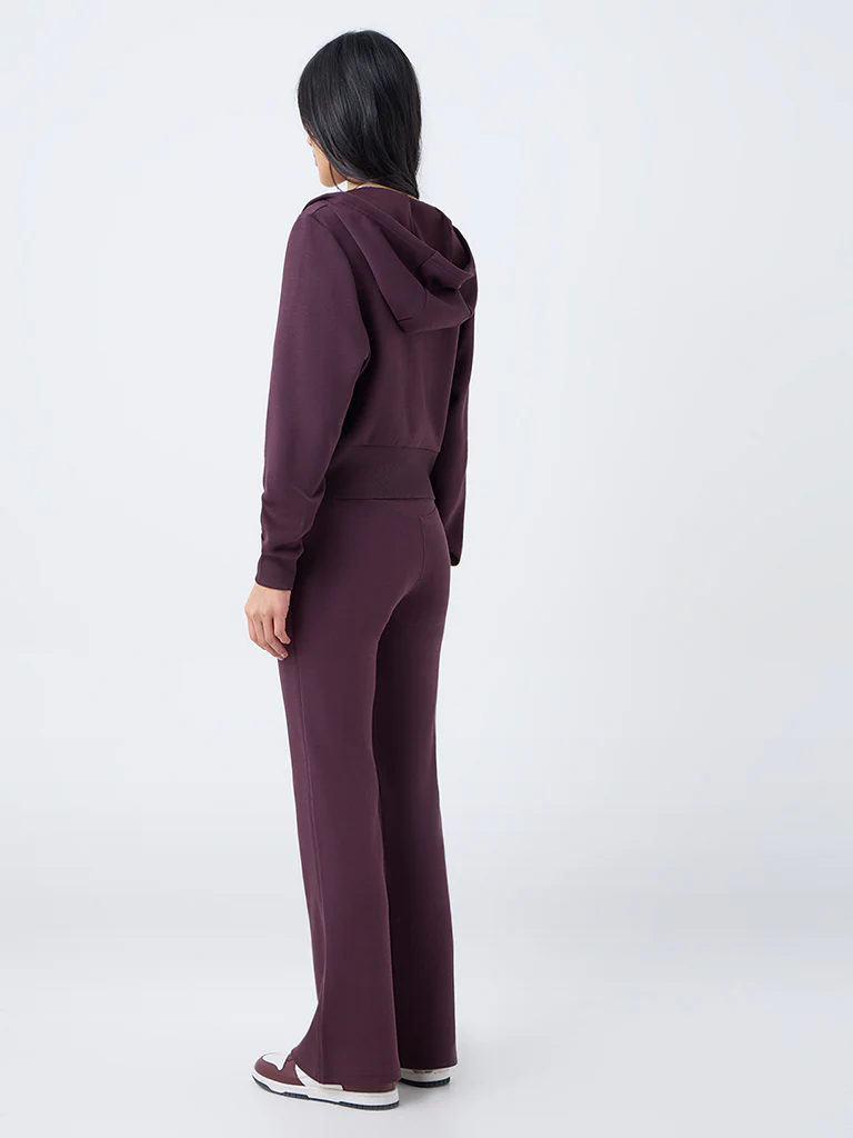 Nuoflexx Burgundy Solid High-Rise Pants - Image 4