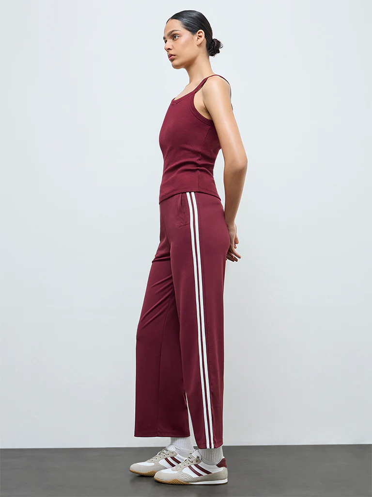 Nuoflexx Burgundy Striped Track Pants
