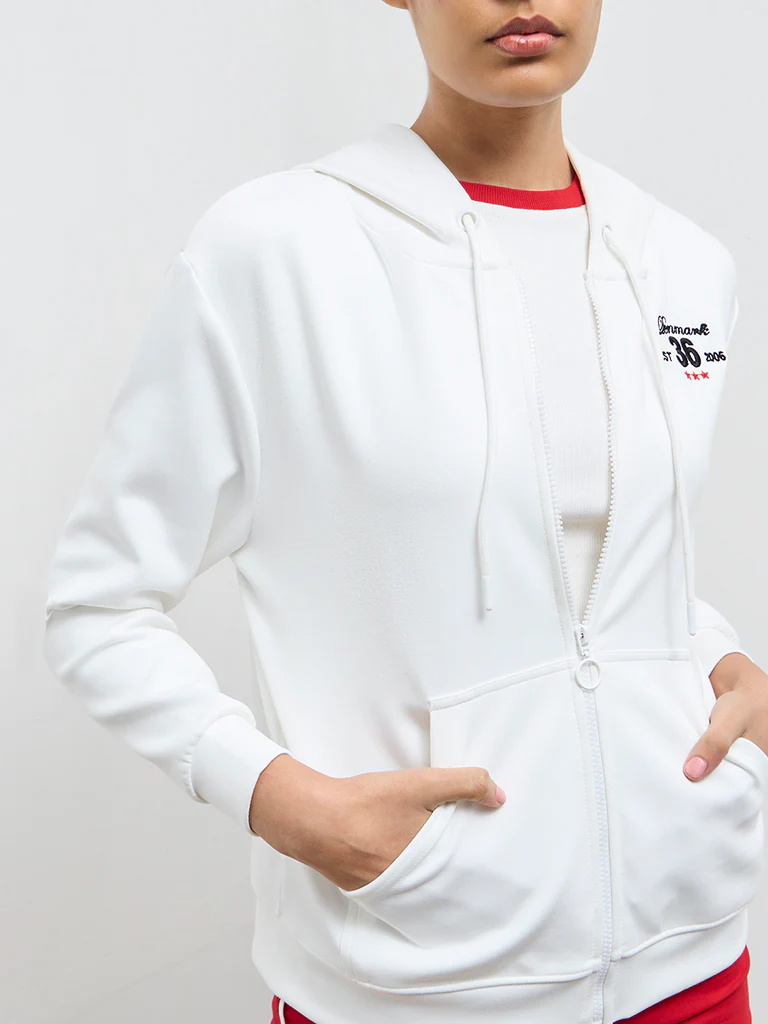 Nuoflexx White Text-Detailed Hooded Jacket - Image 3