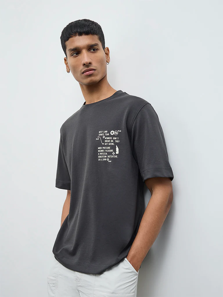 Nuoflexx Charcoal Relaxed-Fit Cotton-Blend T-Shirt