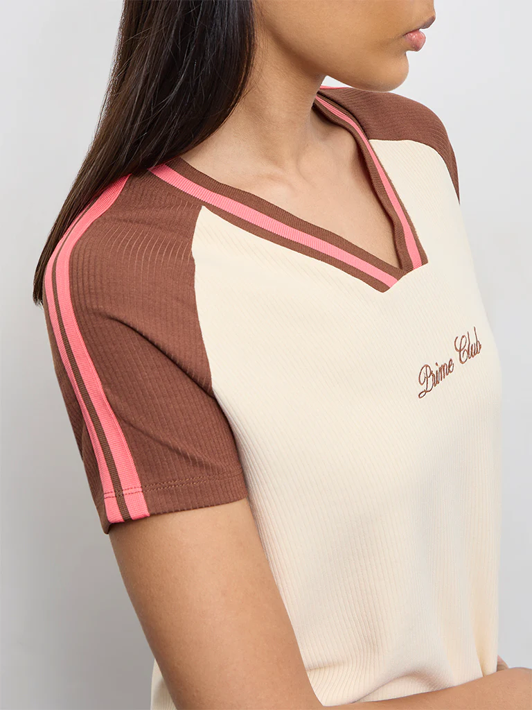 Nuoflexx Cream Color-Blocked T-Shirt - Image 3