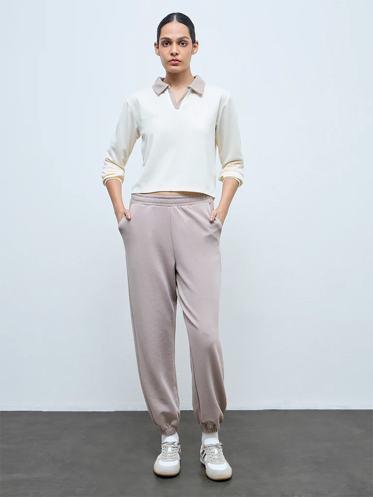 Nuoflexx Cream Contrast Collared Cotton T-Shirt - Image 2