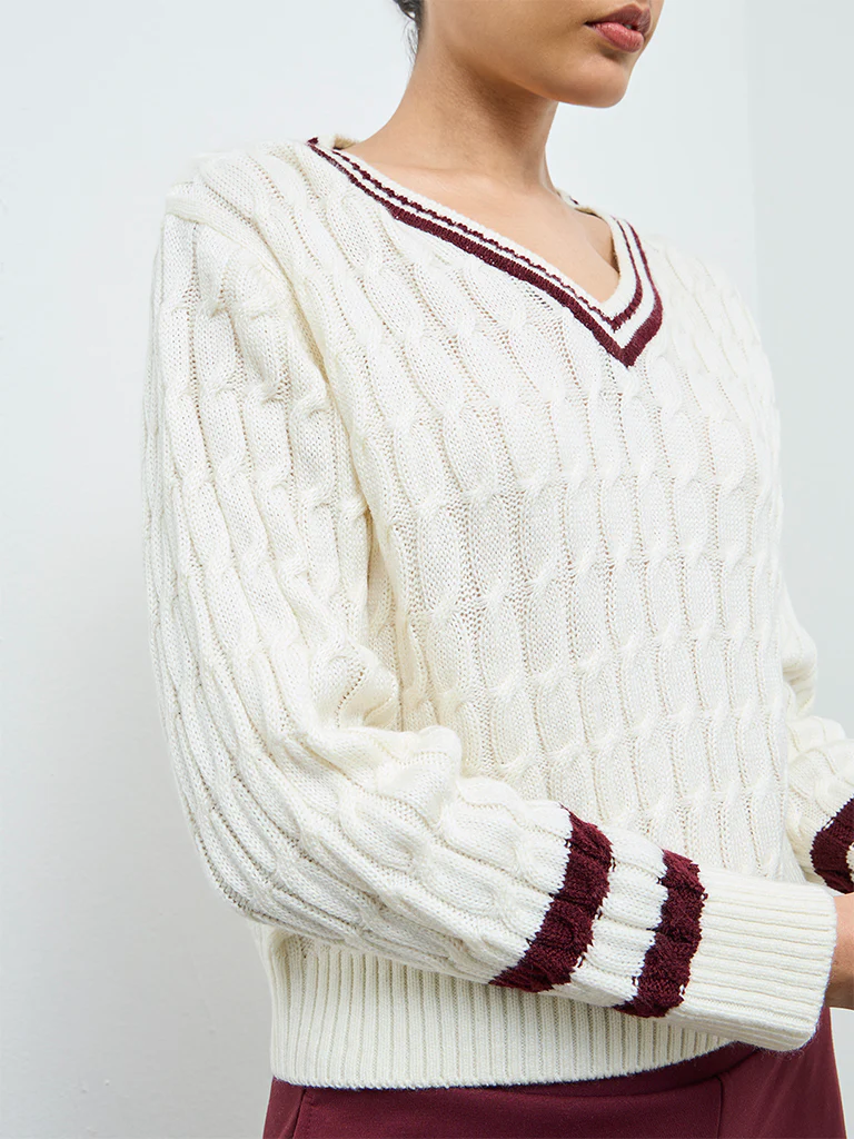 Nuoflexx Cream Knit-Textured Sweater - Image 3