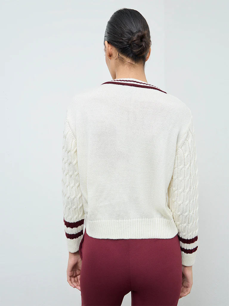 Nuoflexx Cream Knit-Textured Sweater - Image 4