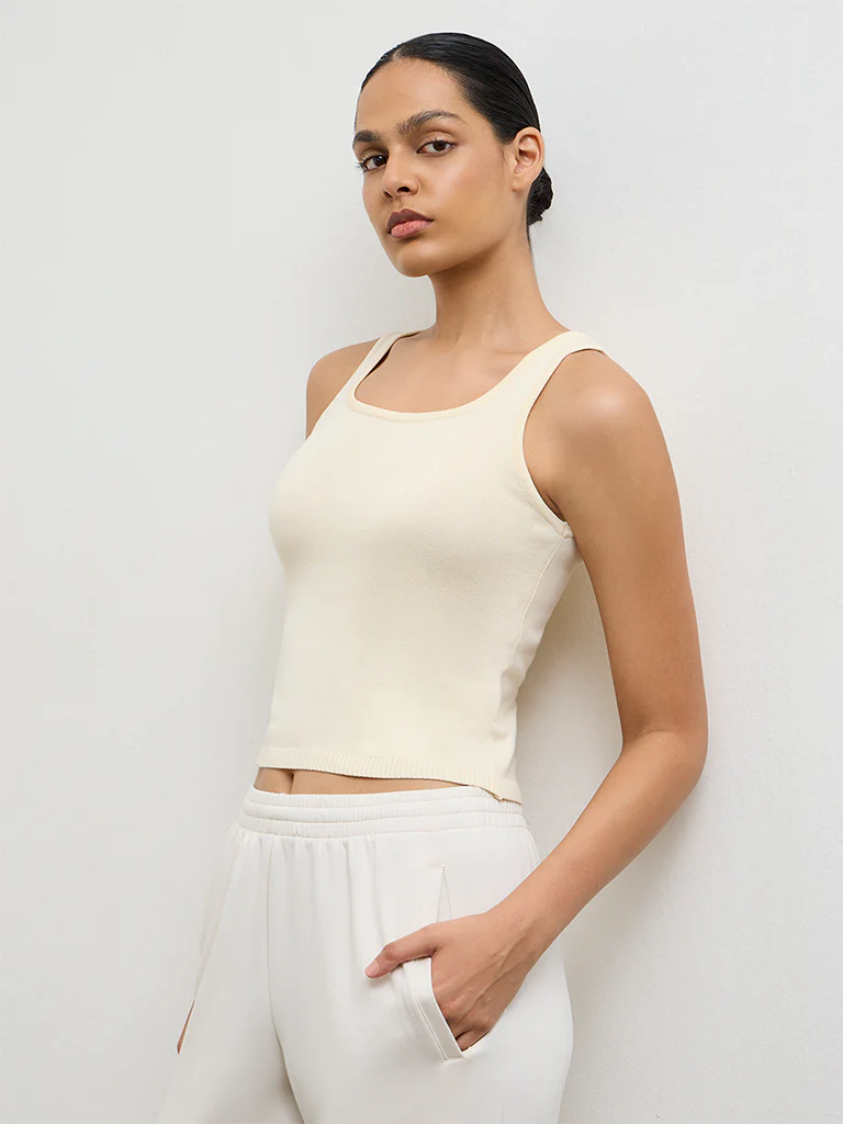 Nuoflexx Cream Ribbed Tank Top - Image 2