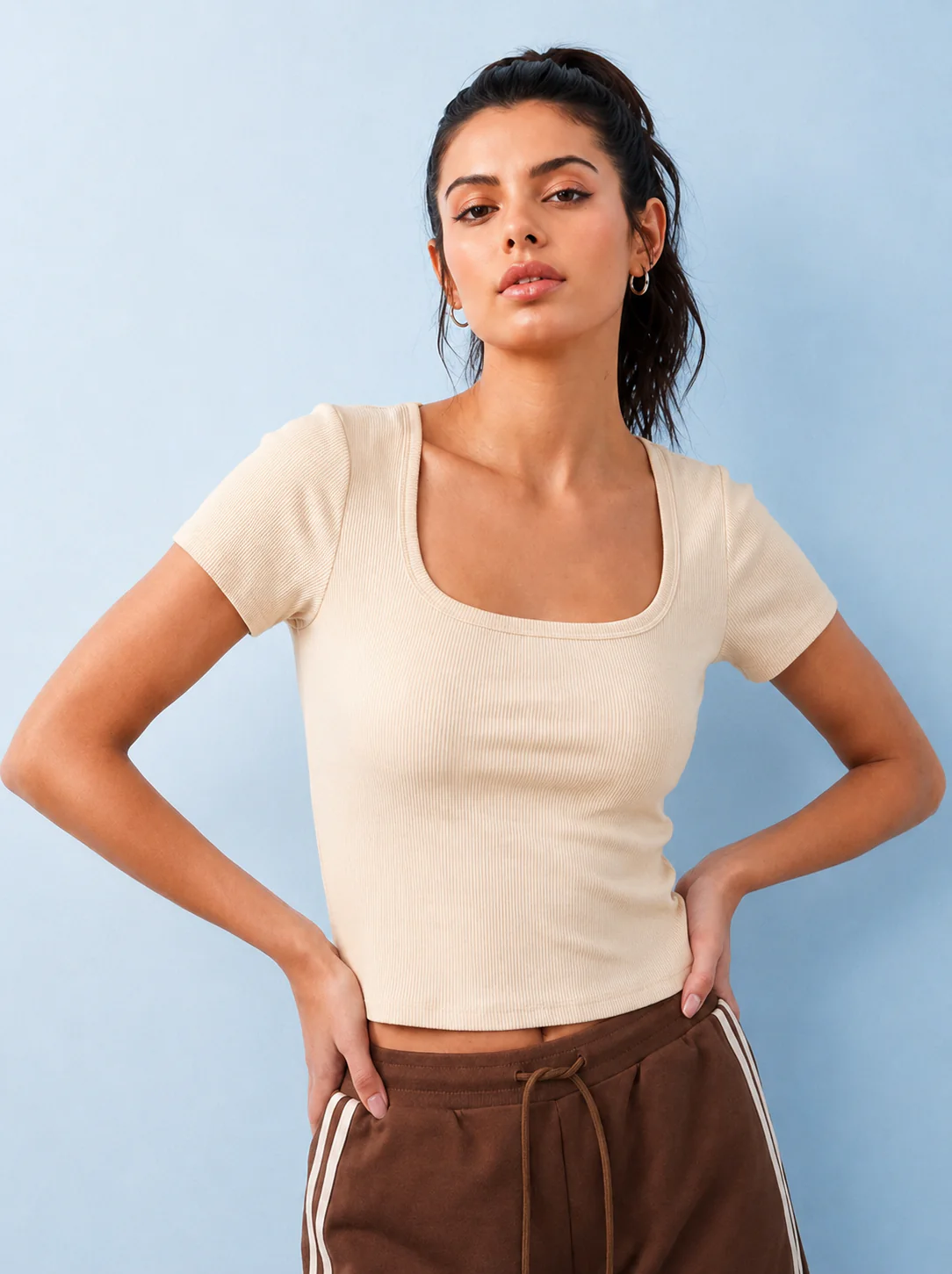 Nuoflexx Cream Ribbed Top