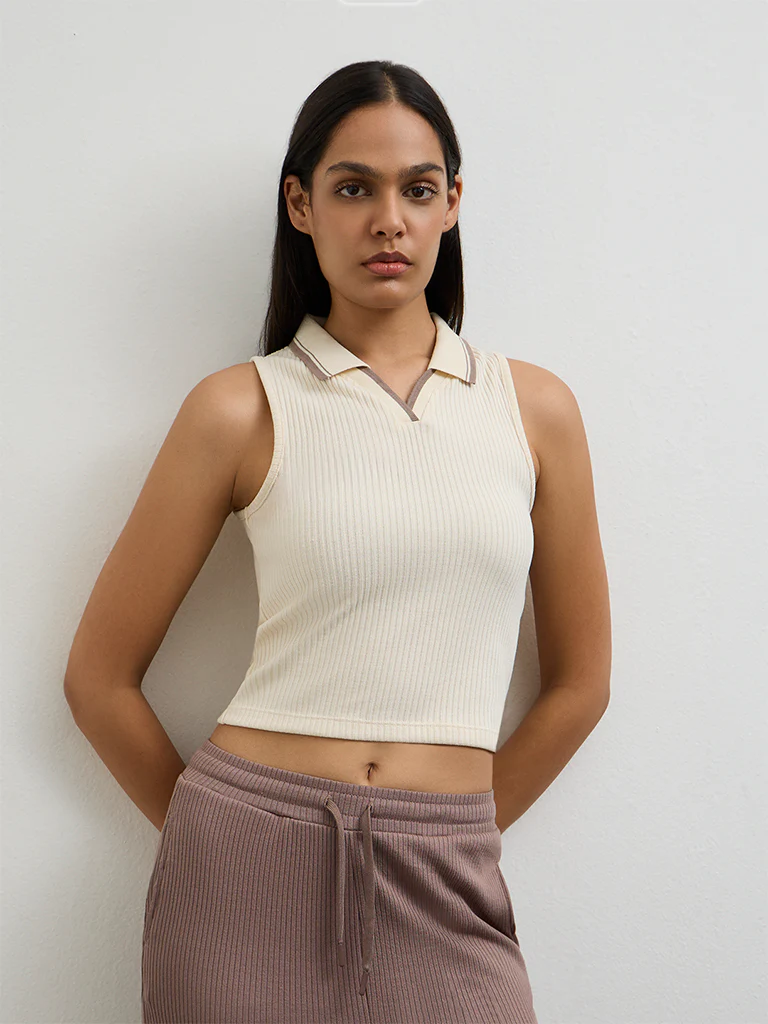 Nuoflexx Cream Ribbed Top - Image 2