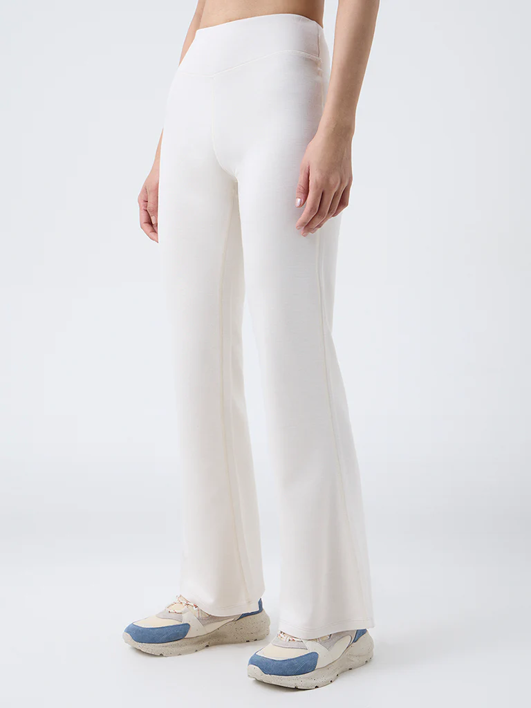 Nuoflexx Cream Solid High-Rise Pants - Image 2