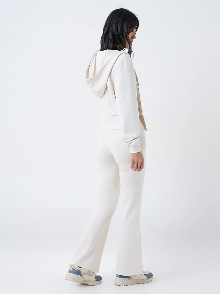 Nuoflexx Cream Solid High-Rise Pants - Image 4