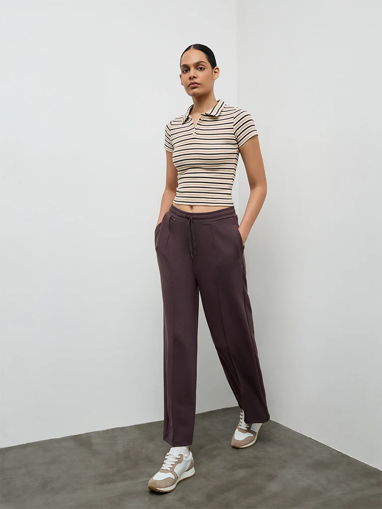 Nuoflexx Cream Striped Cotton-Blend T-Shirt - Image 2