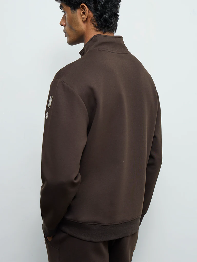 Nuoflexx Dark Brown Text Detailed Relaxed-Fit Sweatshirt - Image 5