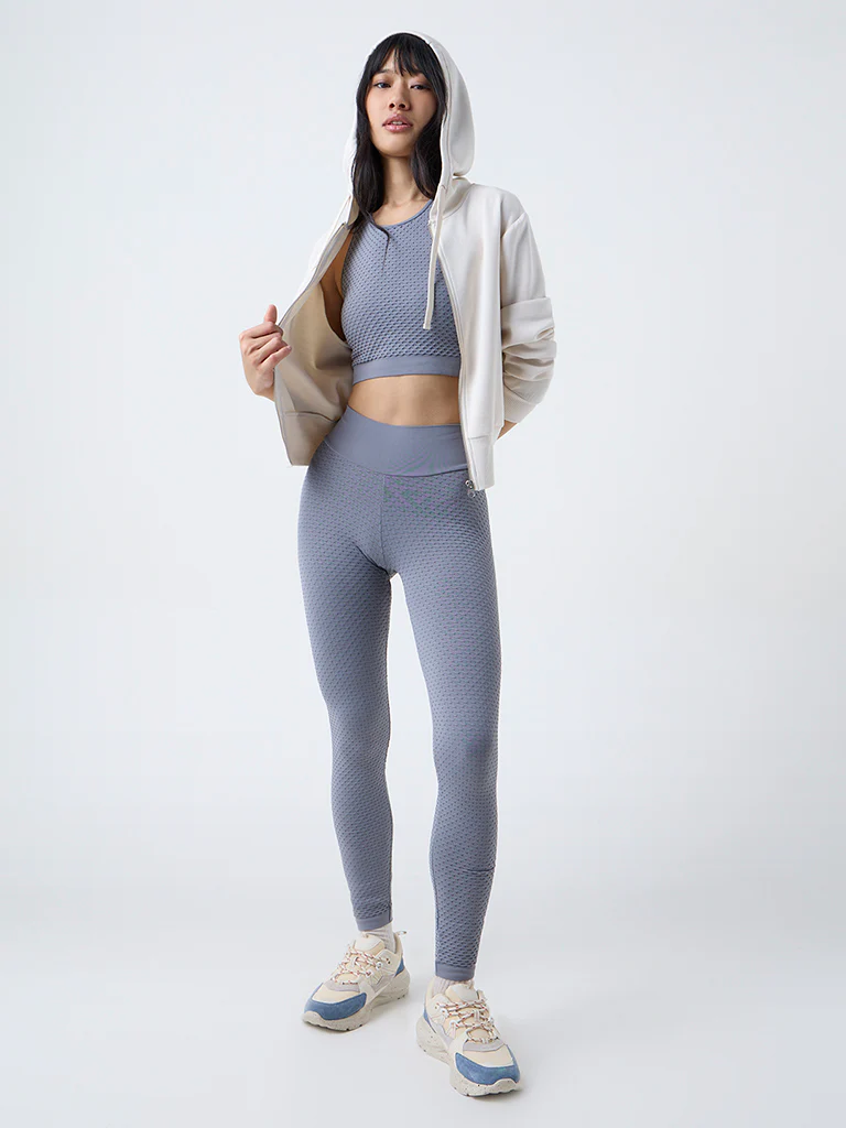 Nuoflexx Dark Grey Textured High-Rise Leggings