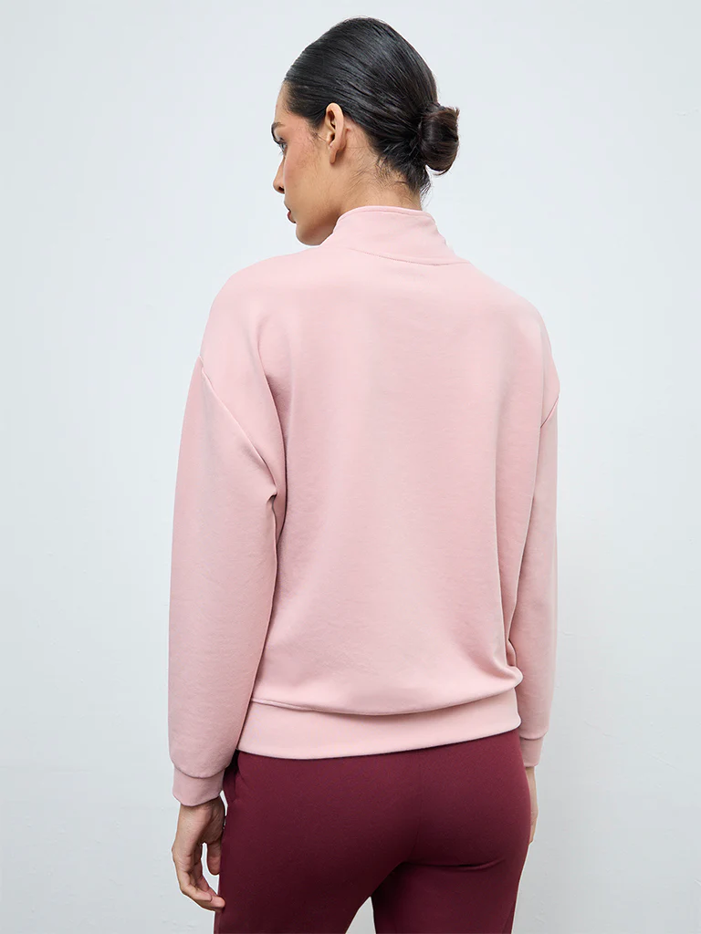 Nuoflexx Dusty Pink Embroidered Quarter-Zip Sweatshirt - Image 4