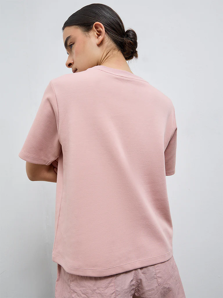 Nuoflexx Dusty Pink Printed Cotton-Blend T-Shirt - Image 4