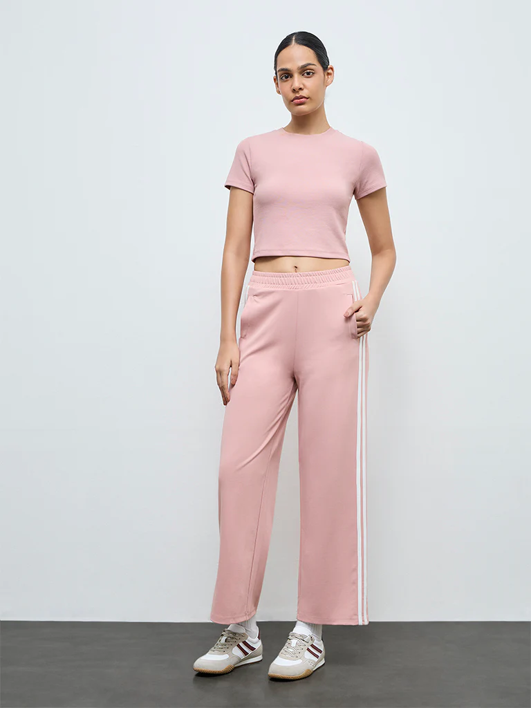 Nuoflexx Dusty Pink Striped Track Pants