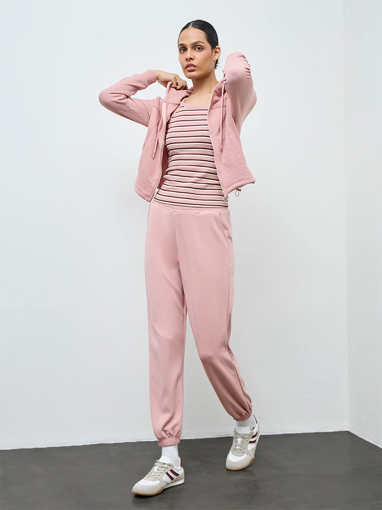 Nuoflexx Dusty Pink Textured Hooded Jacket - Image 2