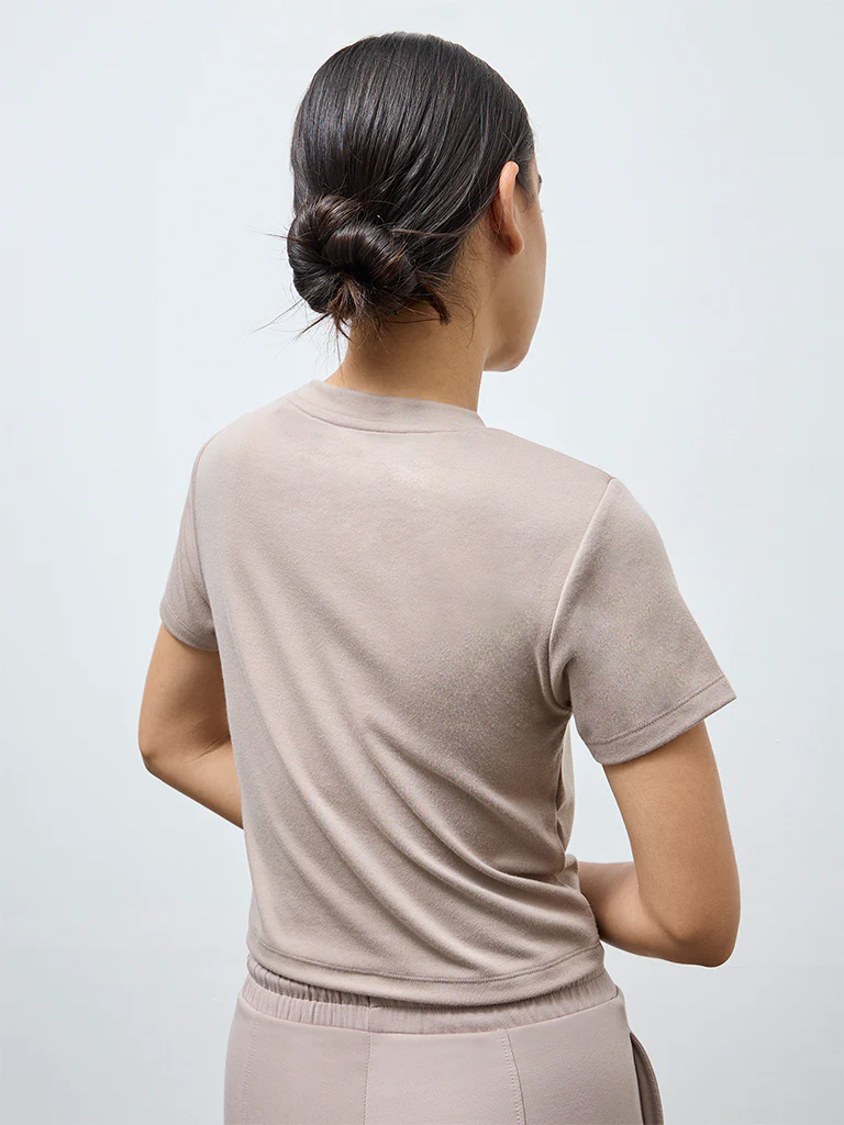 Nuoflexx Dusty Taupe Solid T-Shirt - Image 4